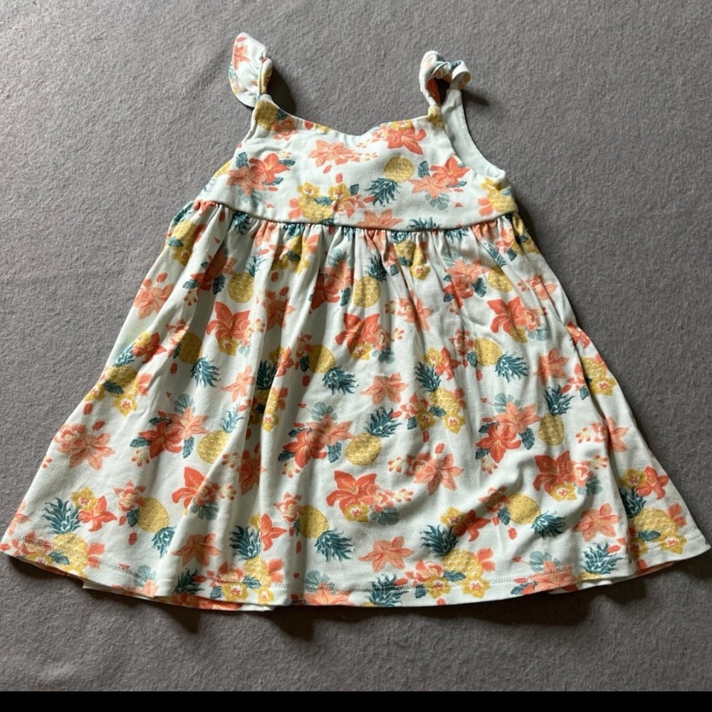 Sigrid Olsen Kids Dress Baby Girls 24 Months Blue Aqua Floral Pineapple Hawaiian